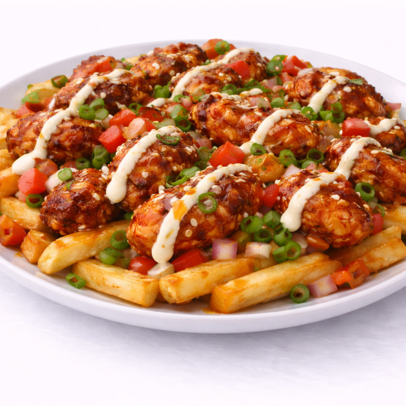 loaded fries – chilli chicken