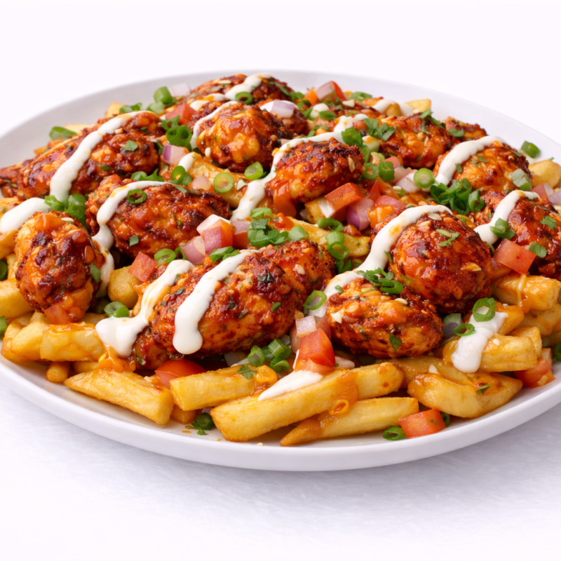 loaded fries – tandoori chicken